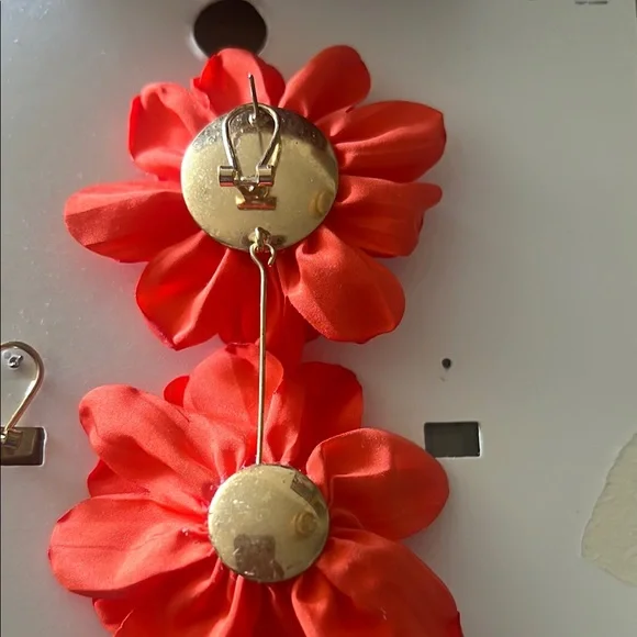 Zara Red Floral Earrings - Picture 4 of 4